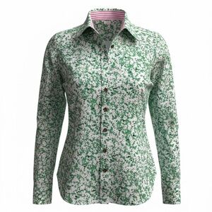 Lilly Pulitzer Green Floral Button Up Shirt Sz 2